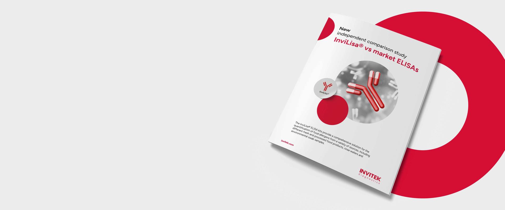 Invitek Diagnostics whitepaper comparing InviLisA® to market ELISAs displayed on a banner with red and gray design elements.