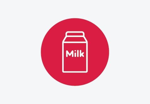 Icon of a milk carton with a droplet symbol, representing milk allergen.
