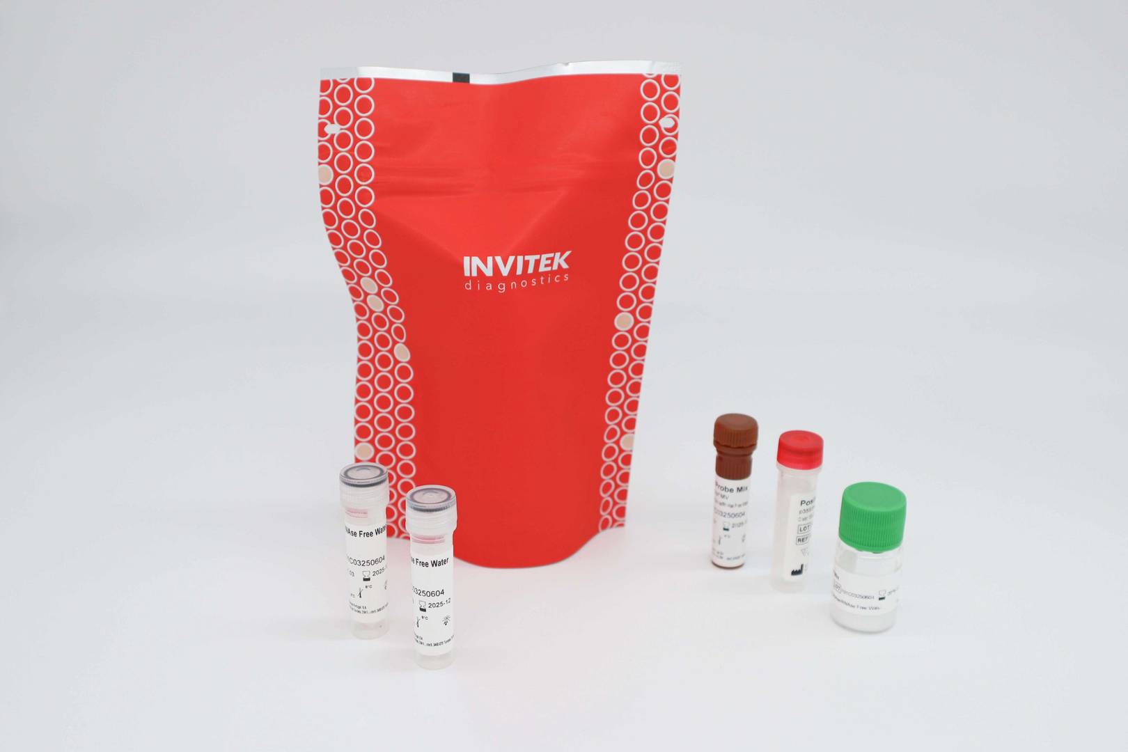 Lyophilized InviScreen® GMO Detection Lyokit packaging containing pre-mixed reagents.