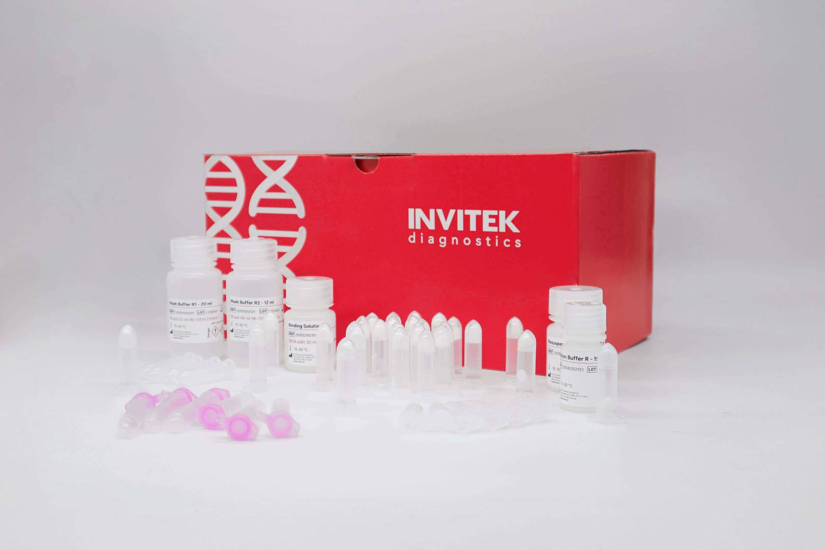RTP® Pathogen Kit box with lyophilized lysis tubes and reagents for simultaneous DNA/RNA isolation.