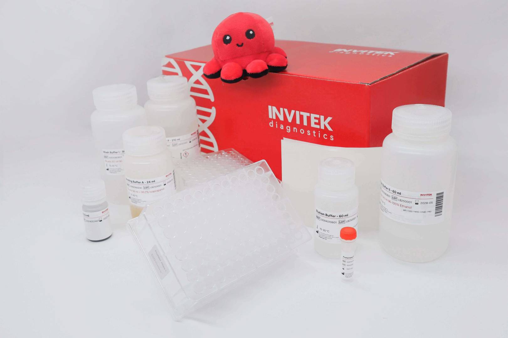 InviMag® Plant DNA Mini Kit KF96 box with reagents for automated DNA isolation from plant material using the InviGenius® KF96 instrument.